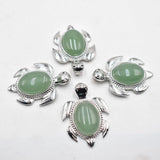 6pcs Amethyst Tiger Eye Stone Turtle Pendants for Necklace Making