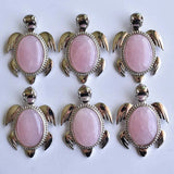 6pcs Amethyst Tiger Eye Stone Turtle Pendants for Necklace Making