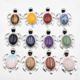6pcs Amethyst Tiger Eye Stone Turtle Pendants for Necklace Making