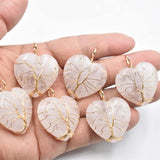 6pcs Wire Wrap tree of life heart shape natural stone roses quartz pendants