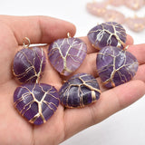 6pcs Wire Wrap tree of life heart shape natural stone roses quartz pendants