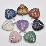 6pcs Wire Wrap Tree of Life Heart Stone Pendants