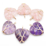 6pcs Wire Wrap tree of life heart shape natural stone roses quartz pendants