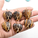 6pcs Wire Wrap tree of life heart shape natural stone roses quartz pendants