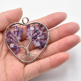 6pcs Amethyst Heart-Shaped Tree Pendant 50mm
