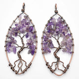 6pcs Amethyst Horse Eye Life Tree Copper Pendant