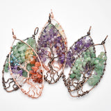 6pcs Amethyst Horse Eye Life Tree Copper Pendant