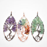 6pcs Amethyst Horse Eye Life Tree Copper Pendant