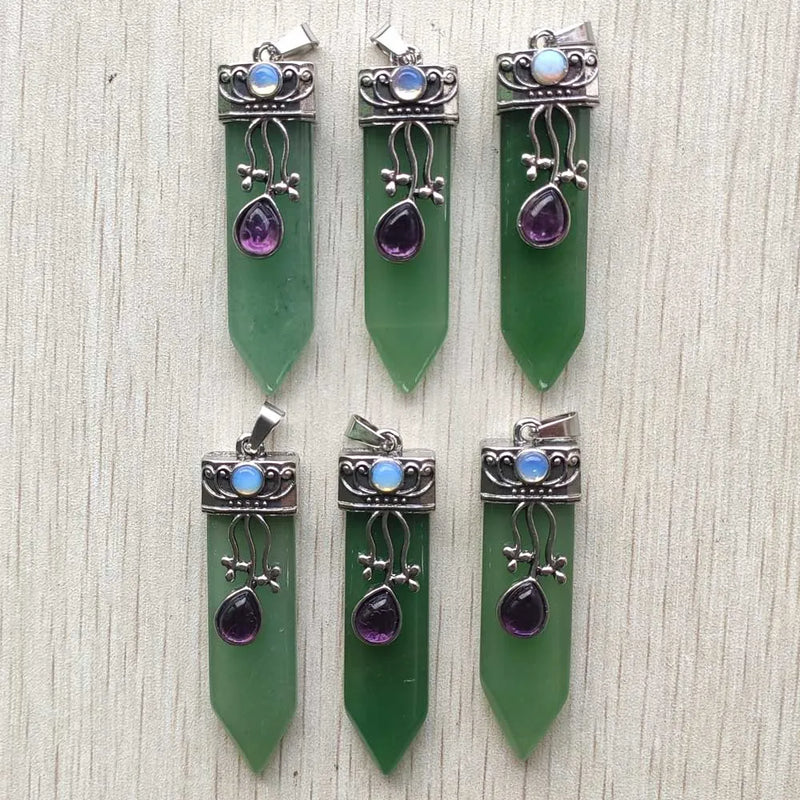 6pcs Green Aventurine Arrow Pendants for Jewelry