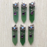 6pcs Green Aventurine Arrow Pendants for Jewelry