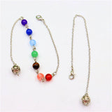 7 Chakra Gem Stone Reiki Pendulum Chain Healing Mixed Beads Chain Charms Jewelry