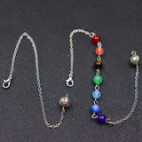 7 Chakra Gem Stone Reiki Pendulum Chain Healing Mixed Beads Chain Charms Jewelry
