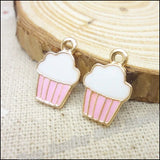 70 Enamel Gold-color Ice Cream Pendants Charms for DIY Jewelry