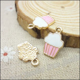 70 Enamel Gold-color Ice Cream Pendants Charms for DIY Jewelry