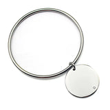 Stainless Steel Rhinestone Circle Bangle Bracelet Women Jewelry