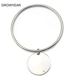 Stainless Steel Rhinestone Circle Bangle Bracelet Women Jewelry