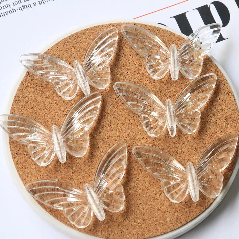 70pcs Clear Butterfly Acrylic Beads Charms for Girls Accessories