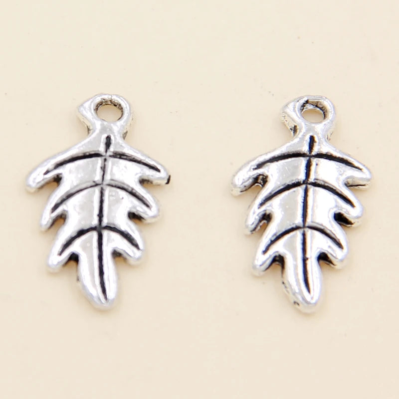 70pcs Tibetan Silver Leaves Charms Pendants 9.5x15mm