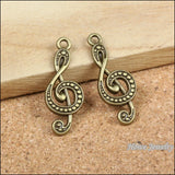 75 Vintage Charms Note Pendant Antique Bronze DIY Jewelry Making