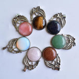7pcs/lot Tiger Eye Stone Leaf Charms Pendant for Jewelry Making