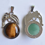 7pcs/lot Tiger Eye Stone Leaf Charms Pendant for Jewelry Making