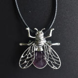 Natural Amethysts Bee Necklace Pendant for Jewelry Making
