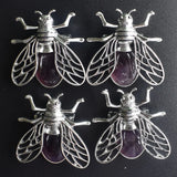 Natural Amethysts Bee Necklace Pendant for Jewelry Making