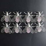Natural Pink Stone Bee Necklace Pendant for Jewelry Making
