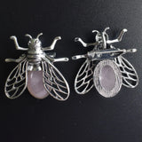 Natural Pink Stone Bee Necklace Pendant for Jewelry Making