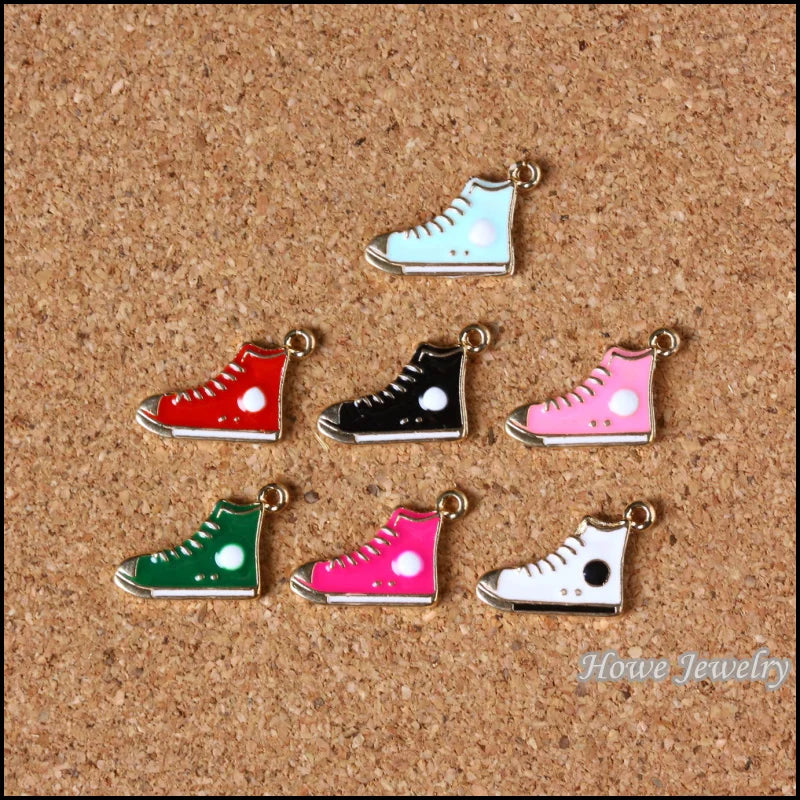 80 pcs Enamel Alloy Gold-color Mixed Shoes Pendants Charms for DIY Jewelry