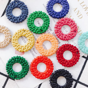 80pcs 30mm Round Plastic Rattan Earring Necklace Bracelet Pendant Charms