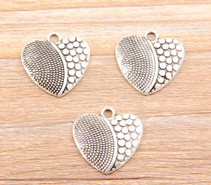 80pcs European Style Tibetan Silver Heart Charm DIY Jewelry Making Accessories
