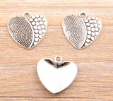 80pcs European Style Tibetan Silver Heart Charm DIY Jewelry Making Accessories