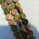 80pcs Flat Round Unakite Anyolite Loose Beads for Jewelry Making DIY