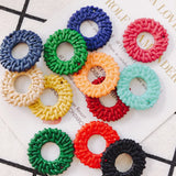 80pcs Acrylic Circle Round Charms Rattan Pendant 30*30mm