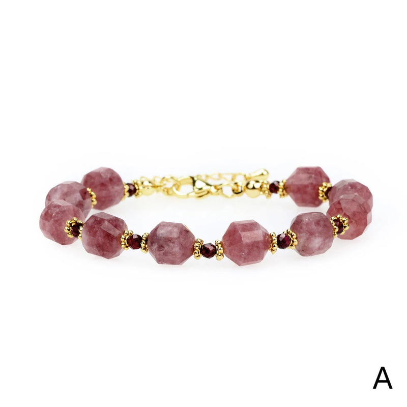 8MM Natural Stone Bracelet, Women's Adjustable Lobster Buckle Chain Bracelet
