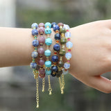 8MM Natural Stone Bracelet, Women's Adjustable Lobster Buckle Chain Bracelet