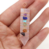 Natural Stone Metal Crystal Pillar Copper Seven Chakra Reiki Pendant
