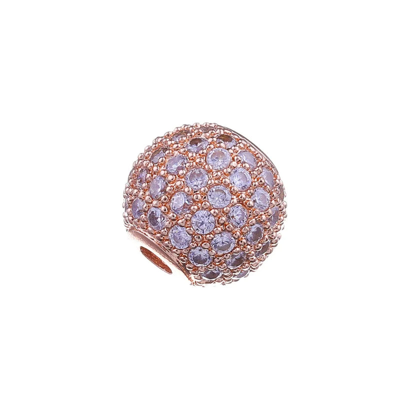 6pcs Rhinestone Metal Hole Ball Beads for DIY Bracelets Earrings