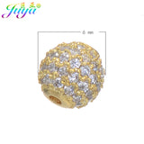 6pcs Rhinestone Metal Hole Ball Beads for DIY Bracelets Earrings