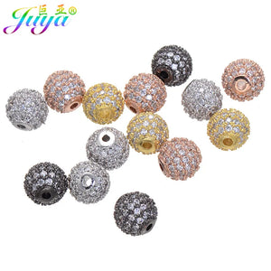 6pcs Rhinestone Metal Hole Ball Beads for DIY Bracelets Earrings