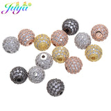 6pcs Rhinestone Metal Hole Ball Beads for DIY Bracelets Earrings