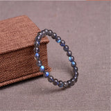Labradorite Bead Bracelet for Women, Round Crystal Beads Stretch Bracelet