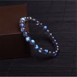 Labradorite Bead Bracelet for Women, Round Crystal Beads Stretch Bracelet