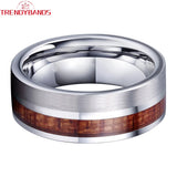 8mm Wood Inlay Tungsten Carbide Wedding Band Ring Modern