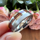 8mm Wood Inlay Tungsten Carbide Wedding Band Ring Modern