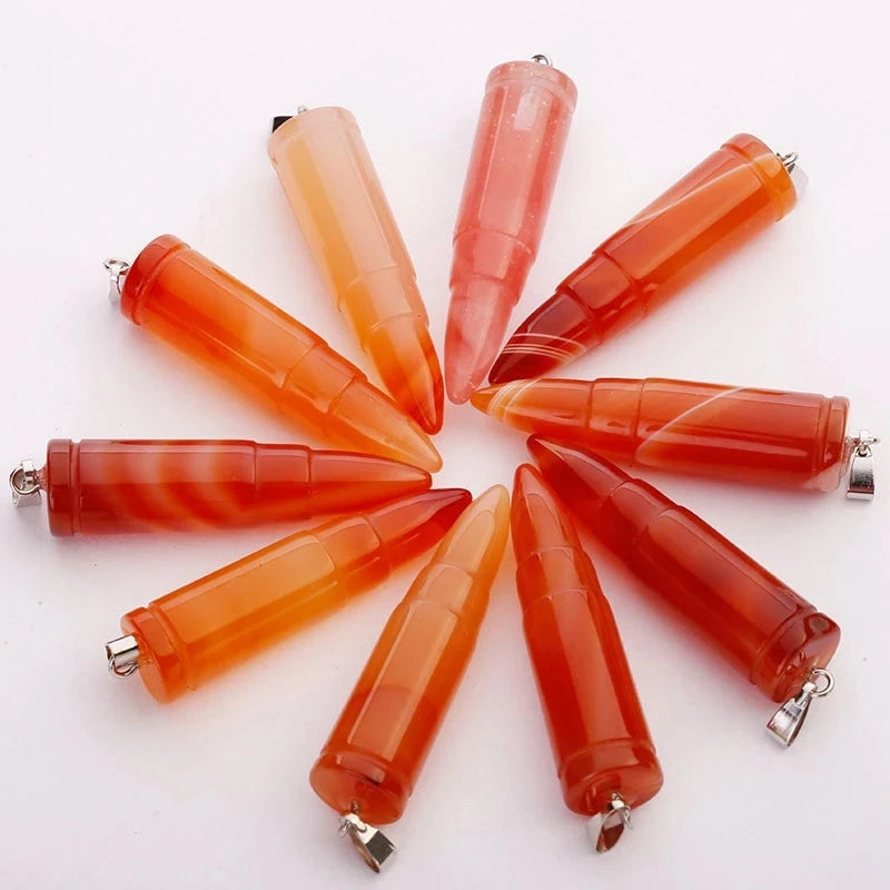 8pcs 40mm Bullet Crystal Pendant Natural Stone Quartz for Jewelry Making
