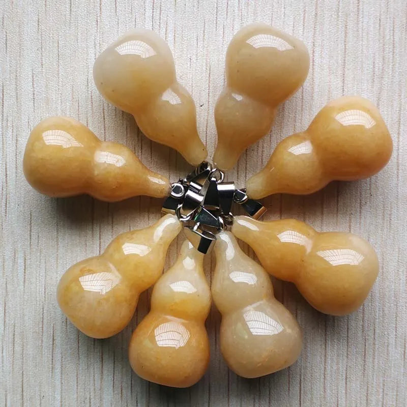 8pcs/lot Natural Stone Yellow Gourd Shape Pendants for Jewelry Making