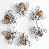Natural Tiger Eye Stone Bee Necklace Pendant for Jewelry Making
