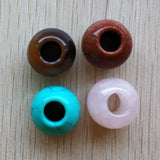 8pcs Natural Stone Mixed Round Shape Big Hole Beads 20mm